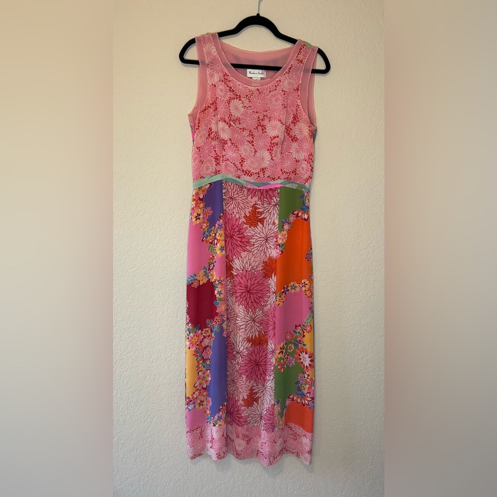Vintage Max Studio 100% Silk Floral Shift Dress Y2K